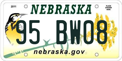 NE license plate 95BW08