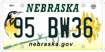 NE license plate 95BW36