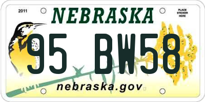 NE license plate 95BW58