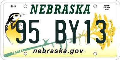 NE license plate 95BY13