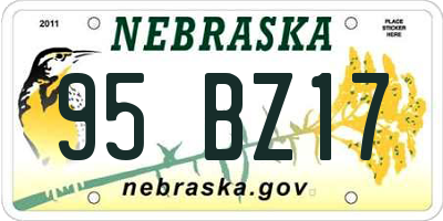 NE license plate 95BZ17