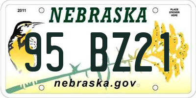 NE license plate 95BZ21