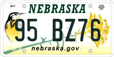 NE license plate 95BZ76