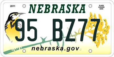 NE license plate 95BZ77