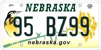 NE license plate 95BZ99