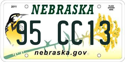 NE license plate 95CC13