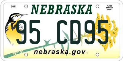 NE license plate 95CD95