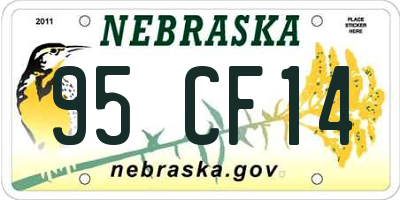 NE license plate 95CF14