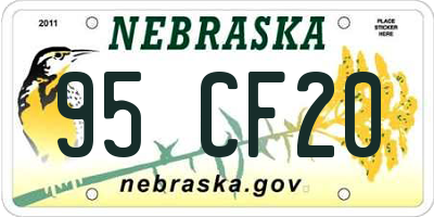 NE license plate 95CF20