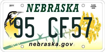 NE license plate 95CF57