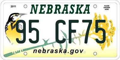 NE license plate 95CF75