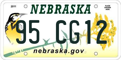 NE license plate 95CG12