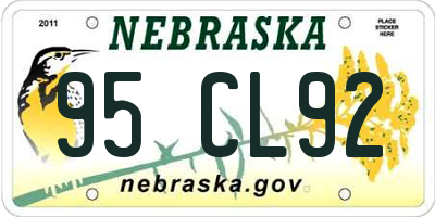 NE license plate 95CL92