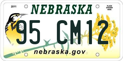 NE license plate 95CM12