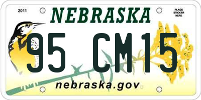 NE license plate 95CM15