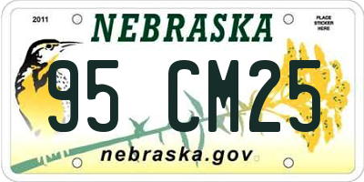 NE license plate 95CM25
