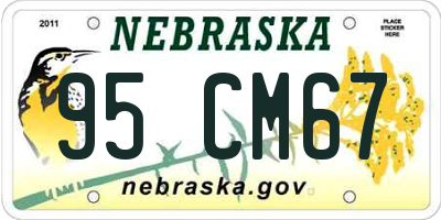NE license plate 95CM67