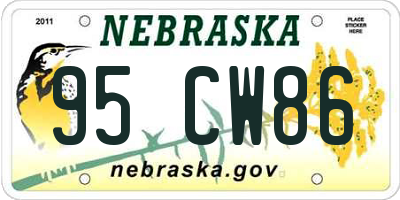 NE license plate 95CW86