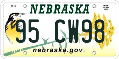 NE license plate 95CW98