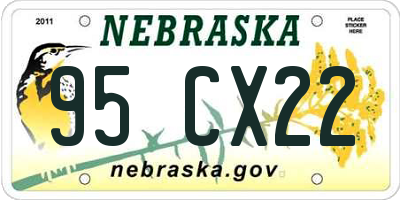 NE license plate 95CX22
