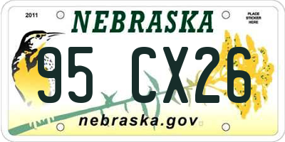 NE license plate 95CX26