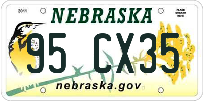 NE license plate 95CX35