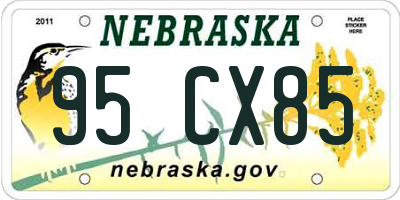 NE license plate 95CX85