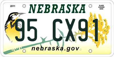 NE license plate 95CX91