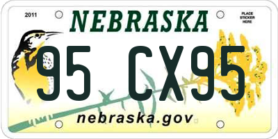 NE license plate 95CX95