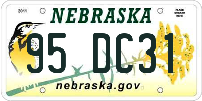 NE license plate 95DC31
