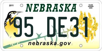 NE license plate 95DE31
