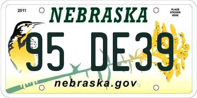 NE license plate 95DE39
