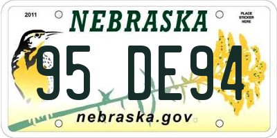NE license plate 95DE94