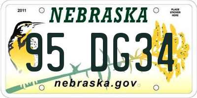 NE license plate 95DG34