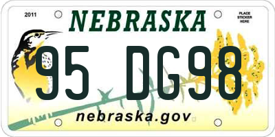 NE license plate 95DG98