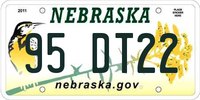 NE license plate 95DT22