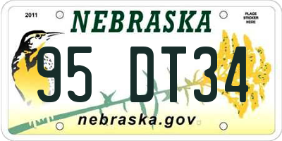 NE license plate 95DT34
