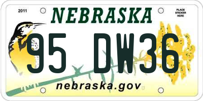 NE license plate 95DW36