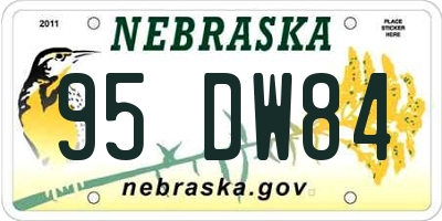 NE license plate 95DW84