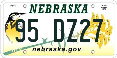 NE license plate 95DZ27
