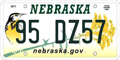 NE license plate 95DZ57