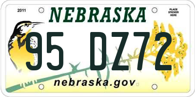 NE license plate 95DZ72