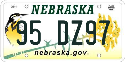 NE license plate 95DZ97