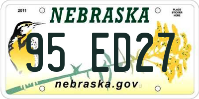 NE license plate 95ED27