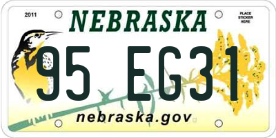 NE license plate 95EG31