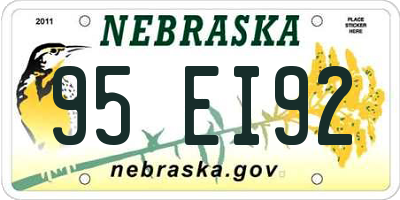 NE license plate 95EI92