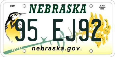NE license plate 95EJ92
