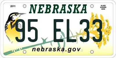 NE license plate 95EL33