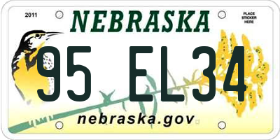 NE license plate 95EL34