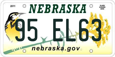 NE license plate 95EL63